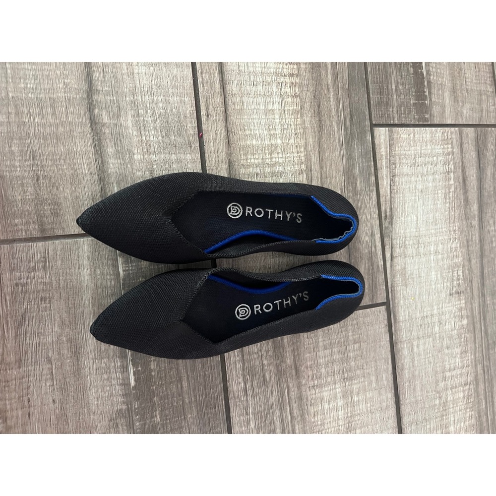 Rothys The Point Solid Black Pointed Toe Knit Flats Womens 9 - Picture 2 of 5